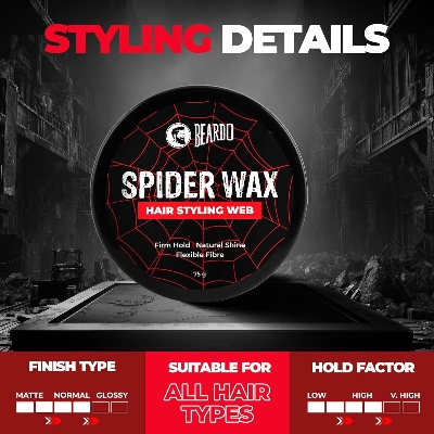 Picture of Beardo Spider Wax Hair Styling Web 75g | Web Effect, Texture, Volume, Sculpting, Flexible Hair Wax | Strong Hold, Natural Shine | Long-lasting Hair Fibre
