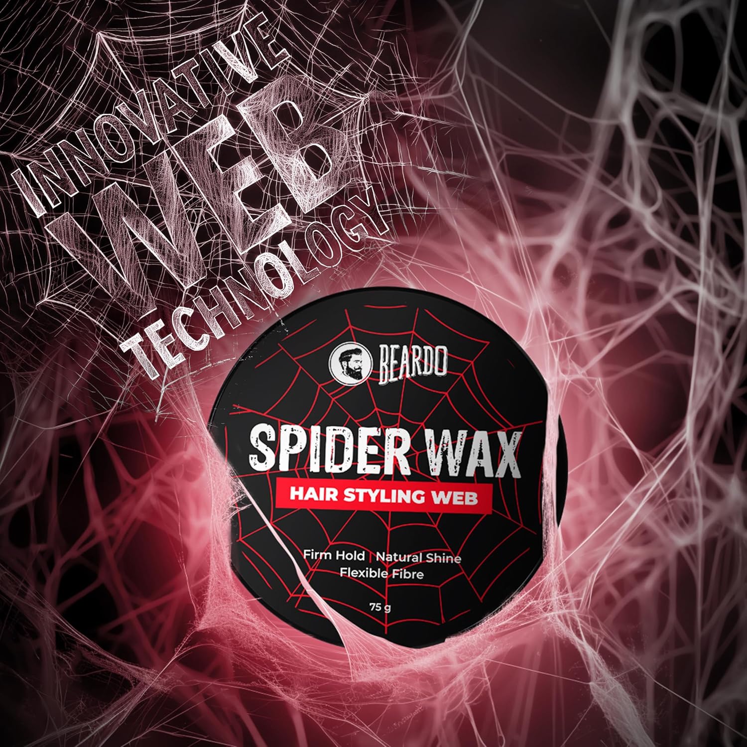 Picture of Beardo Spider Wax Hair Styling Web 75g | Web Effect, Texture, Volume, Sculpting, Flexible Hair Wax | Strong Hold, Natural Shine | Long-lasting Hair Fibre