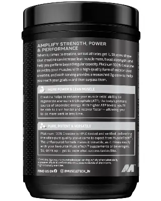 Picture of Muscletech Platinum 100% Creatine Powder (Unflavoured - 100 Gram, 33 Serves), Scientifically Researched to Build Muscle - Increase Muscle Power, Boost Strength & Enhance Performance