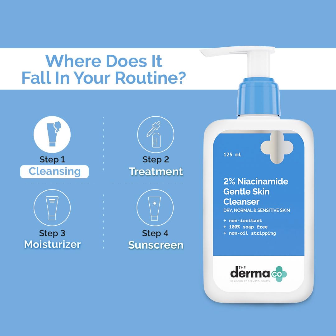 Picture of The Derma Co 2% Niacinamide Gentle Skin Cleanser for Sensitive, Dry, Normal Skin - 125 ml