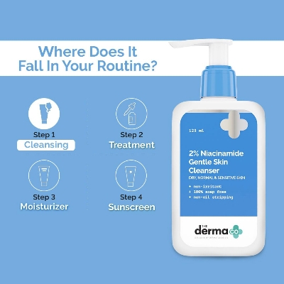 Picture of The Derma Co 2% Niacinamide Gentle Skin Cleanser for Sensitive, Dry, Normal Skin - 125 ml