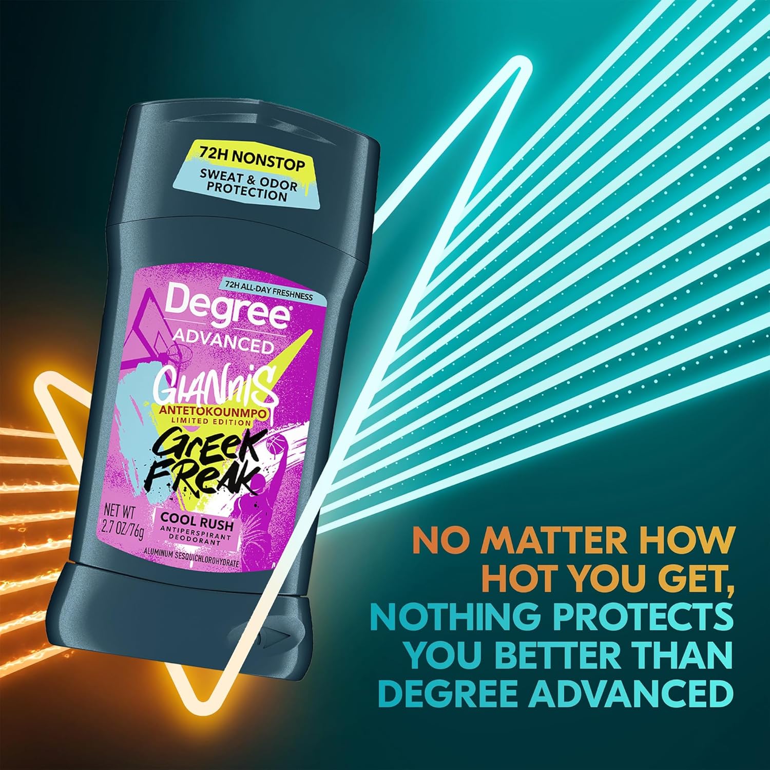 Picture of Degree Men’s Antiperspirant Deodorant,Degree Men’s Antiperspirant Deodorant, Cool Rush, Giannis Antetokounmpo “Greek Freak” Limited Edition, 72H Sweat & Odor Protection, 2.7 Oz Ea