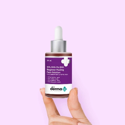 Picture of The Derma Co 15% AHA + 1% BHA Beginner Repairing, Radiant Skin, Exfoliating, Removes Impurities Face Peeling Solution for 10-Minute Weekly Exfoliation - 30ml(dermaco)