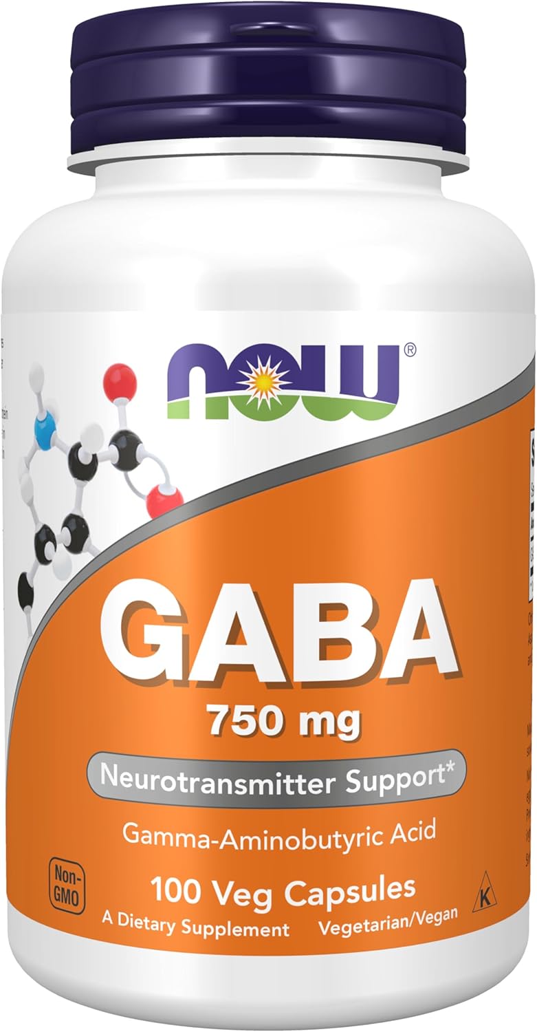 Picture of NOW Foods Supplements, GABA (Gamma-Aminobutyric Acid) 750mg, Neurotransmitter Support*, 100 Veg Capsules