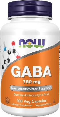 Picture of NOW Foods Supplements, GABA (Gamma-Aminobutyric Acid) 750mg, Neurotransmitter Support*, 100 Veg Capsules