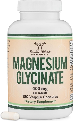 Picture of Magnesium Glycinate 400mg, 180 Capsules (Vegan Safe, Third Party Tested, Gluten Free, Non-GMO) High Absorption Magnesium by Double Wood Supplements