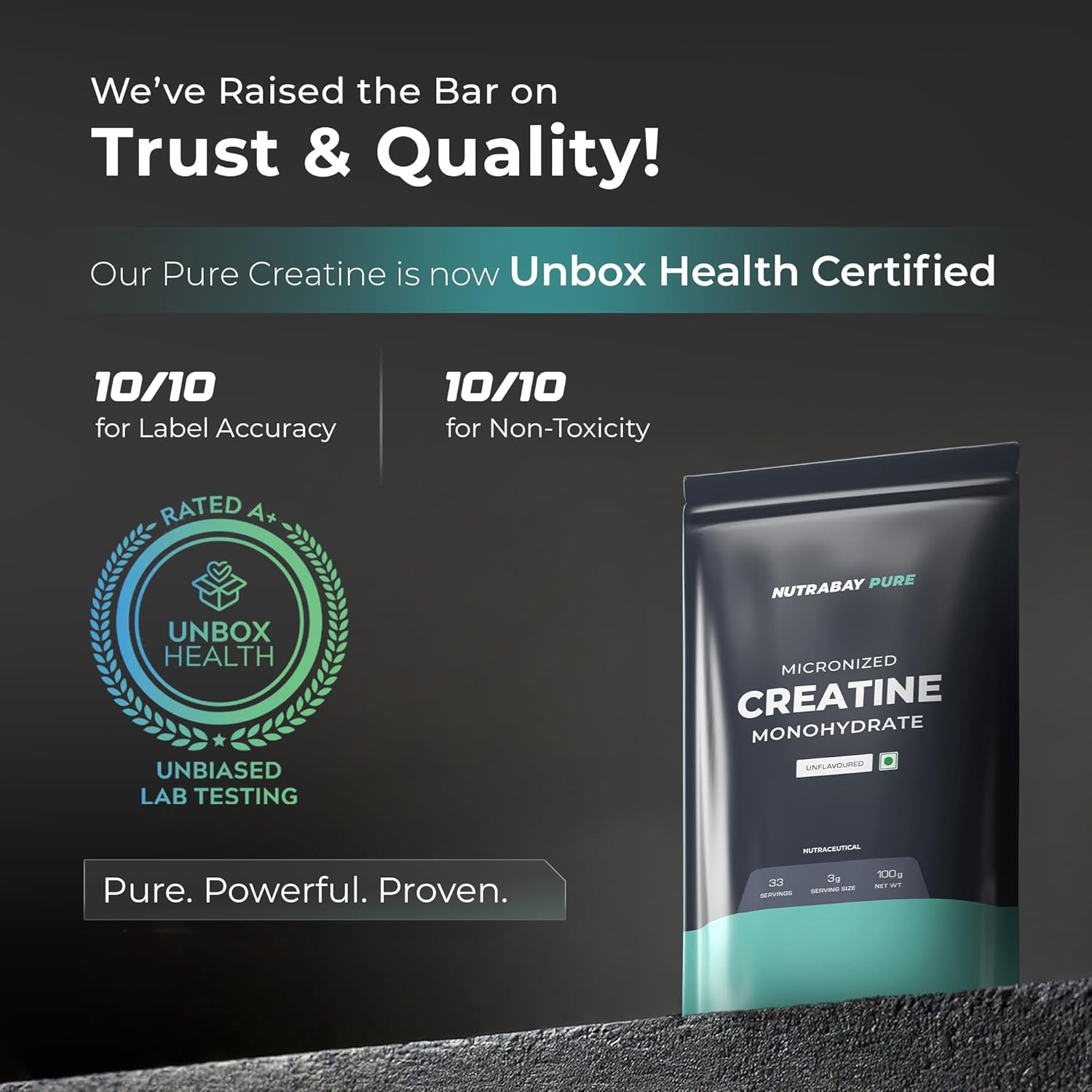 Picture of Nutrabay Pure Micronised Creatine Monohydrate Powder, (100g, Unflavoured), Pre/Post Workout Supplement for Muscle Gain & Recovery | Fast Absorbing, 33 Servings, for Athletic Performance & Power