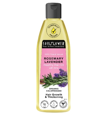 Picture of Soulflower Rosemary Lavender Hair Oil For Hair Growth, Hair Fall Control, Healthy Scalp, Long Hair, Rosemary, Lavender, Castor|100% Pure, Natural, Organic, Clinically Proven for Hair Growth, 120ml