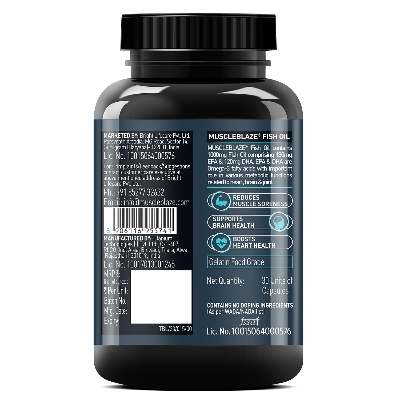 Picture of MuscleBlaze Omega 3 Fish Oil (30 Capsules) | Trustified Certified for Accuracy & Purity | 1000mg Omega 3 with 180mg EPA & 120mg DHA