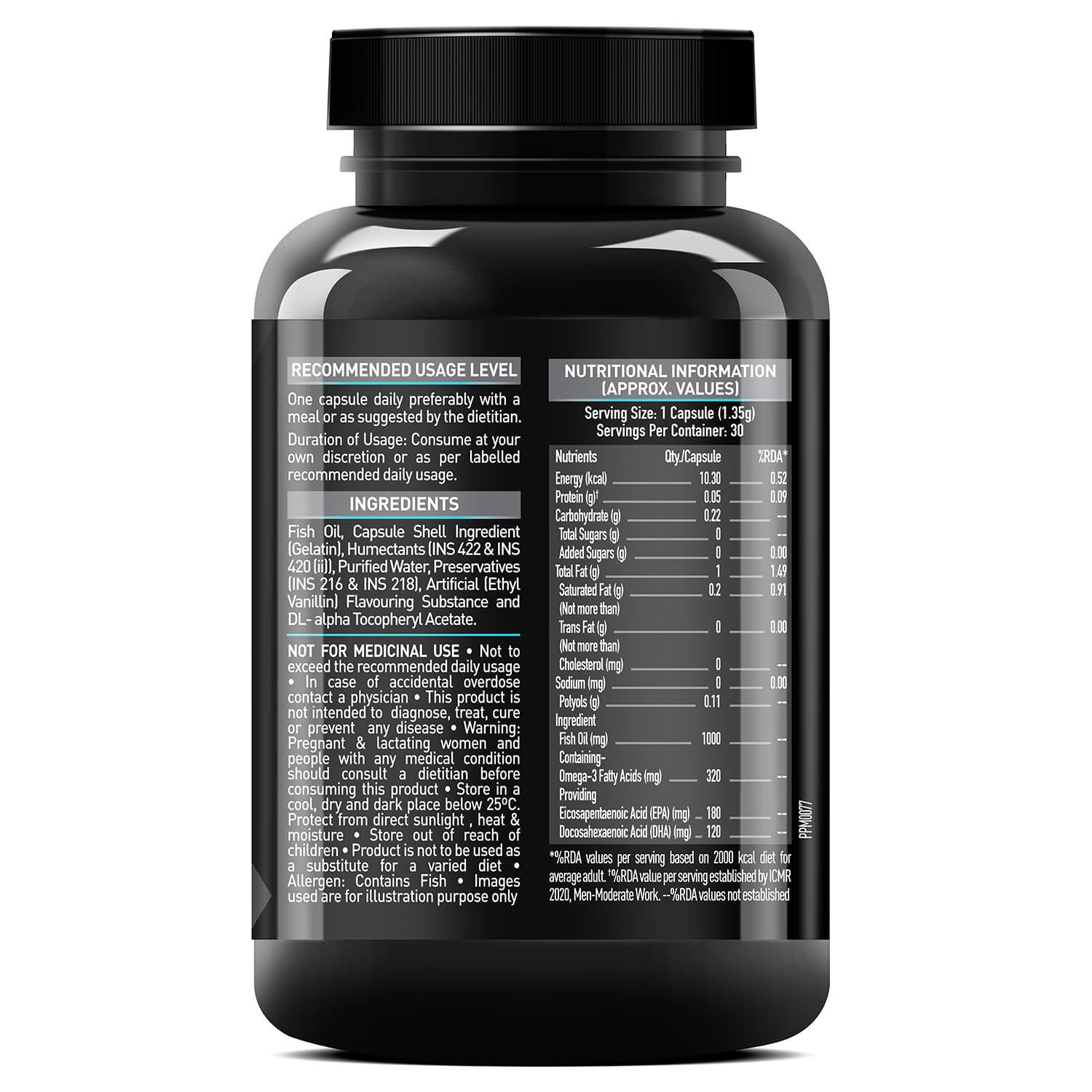 Picture of MuscleBlaze Omega 3 Fish Oil (30 Capsules) | Trustified Certified for Accuracy & Purity | 1000mg Omega 3 with 180mg EPA & 120mg DHA