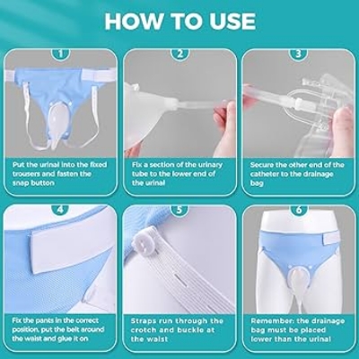 Picture of Portable reuseable medical incontinence male female urine container urine collection bag / Silicone Urine Collector Bag Adults Urinal with Urine Catheter Bags for Older Men Woman |