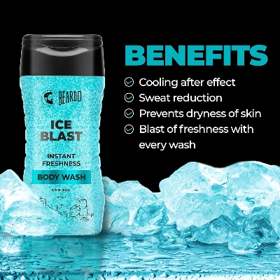Picture of Beardo Ice Blast Body Wash For Men 200ml | Refreshing Menthol Cooling Instant Icy Cool Freshness Body Wash | Shower Gel For Summer Heat | For Skin Dryness