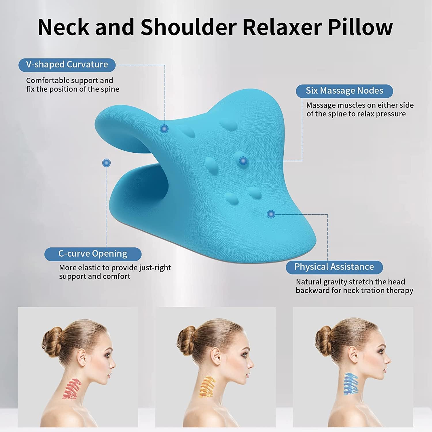 Picture of Neck Shoulder Stretcher Pillow U Shaped Shiatsu CervicalPillow Neck and Shoulder Repair Pillows