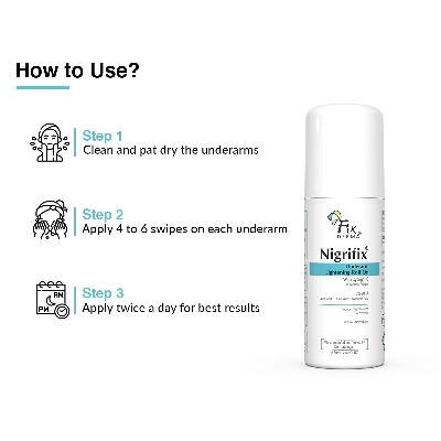 Picture of Fixderma Nigrifix Underarm Roll on with 6% AHA, Lactic Acid & 1% Mandelic Acid & Kojic Acid | Brightens Skin & Exfoliates Underarm | For All Skin Type, Men & Women - 60ml