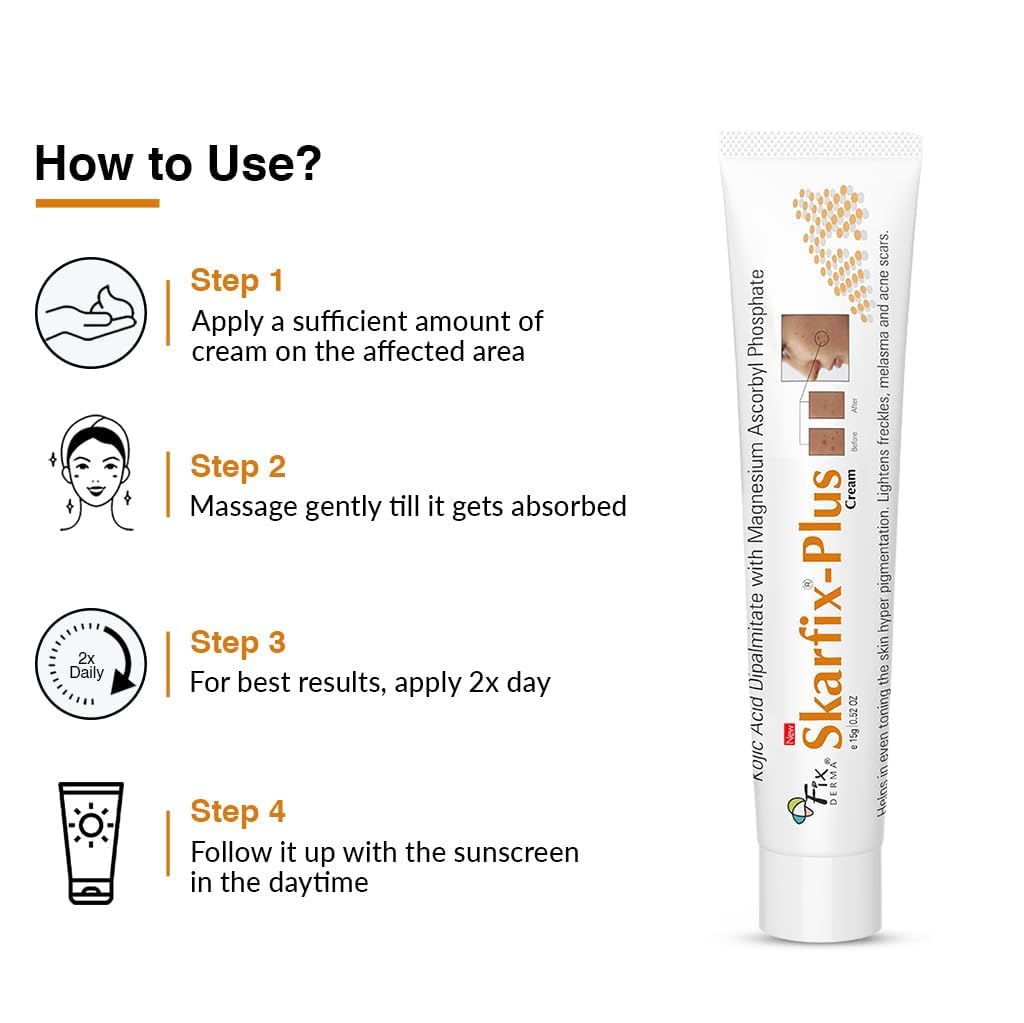 Picture of Fixderma 2% Kojic Acid + 1% Arbutin Skarfix-Plus Scar Removal Cream | Hyperpigmentation Removal Cream and Acne Scars Removal Cream | Helps to Reduce Melasma- 15 g