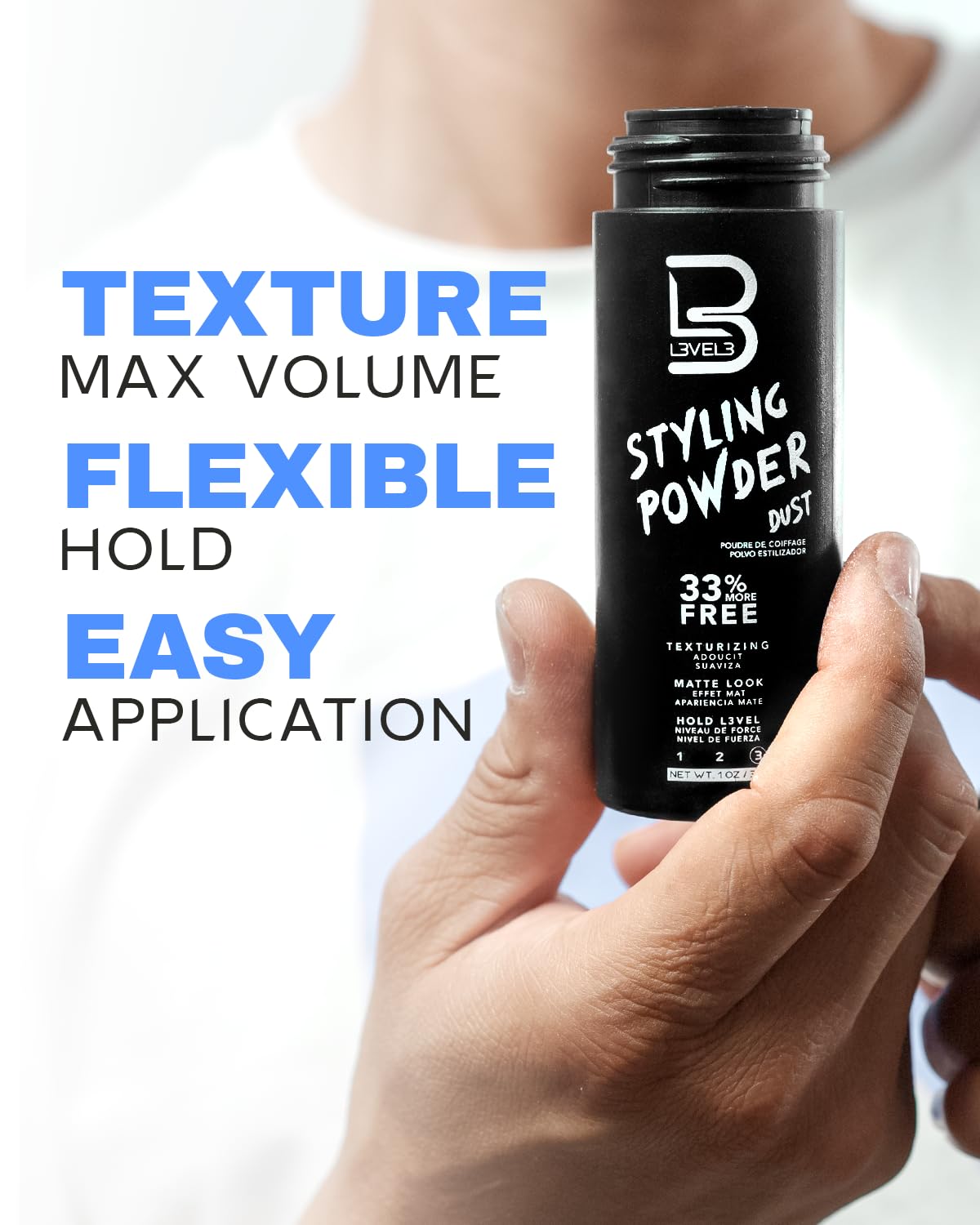 Picture of L3 Level 3 Styling Powder - Natural Look Mens Powder - Easy to Apply with No Oil or Greasy Residue