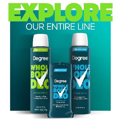 Picture of Degree Men Whole Body Deodorant Spray for Men, Active Fresh Scent, Aluminum Free 72H Odor Protection 4 oz