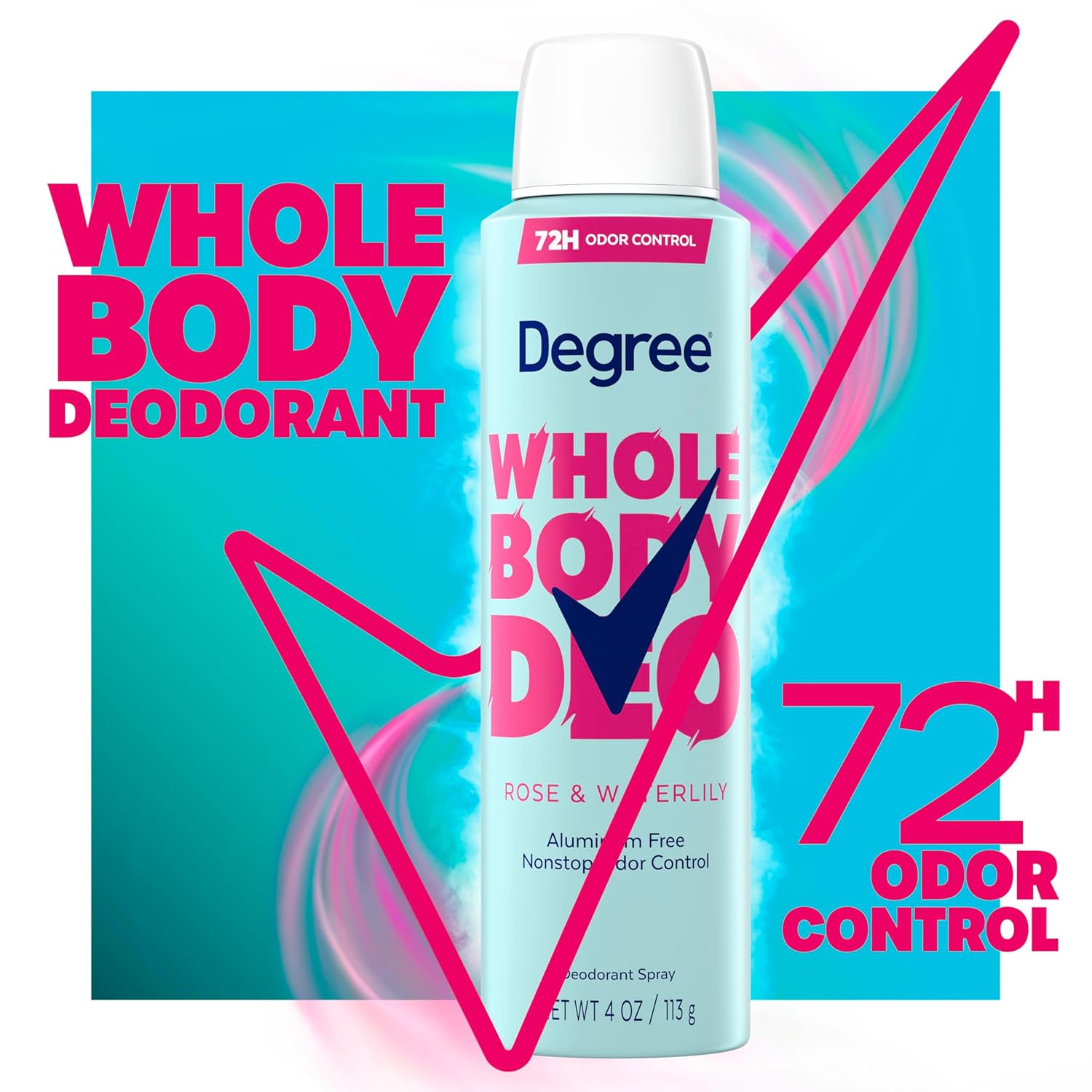 Picture of Degree Women Whole Body Deodorant Spray, Rose & Waterlily Scent, Aluminum Free 72H Odor Protection 4 oz