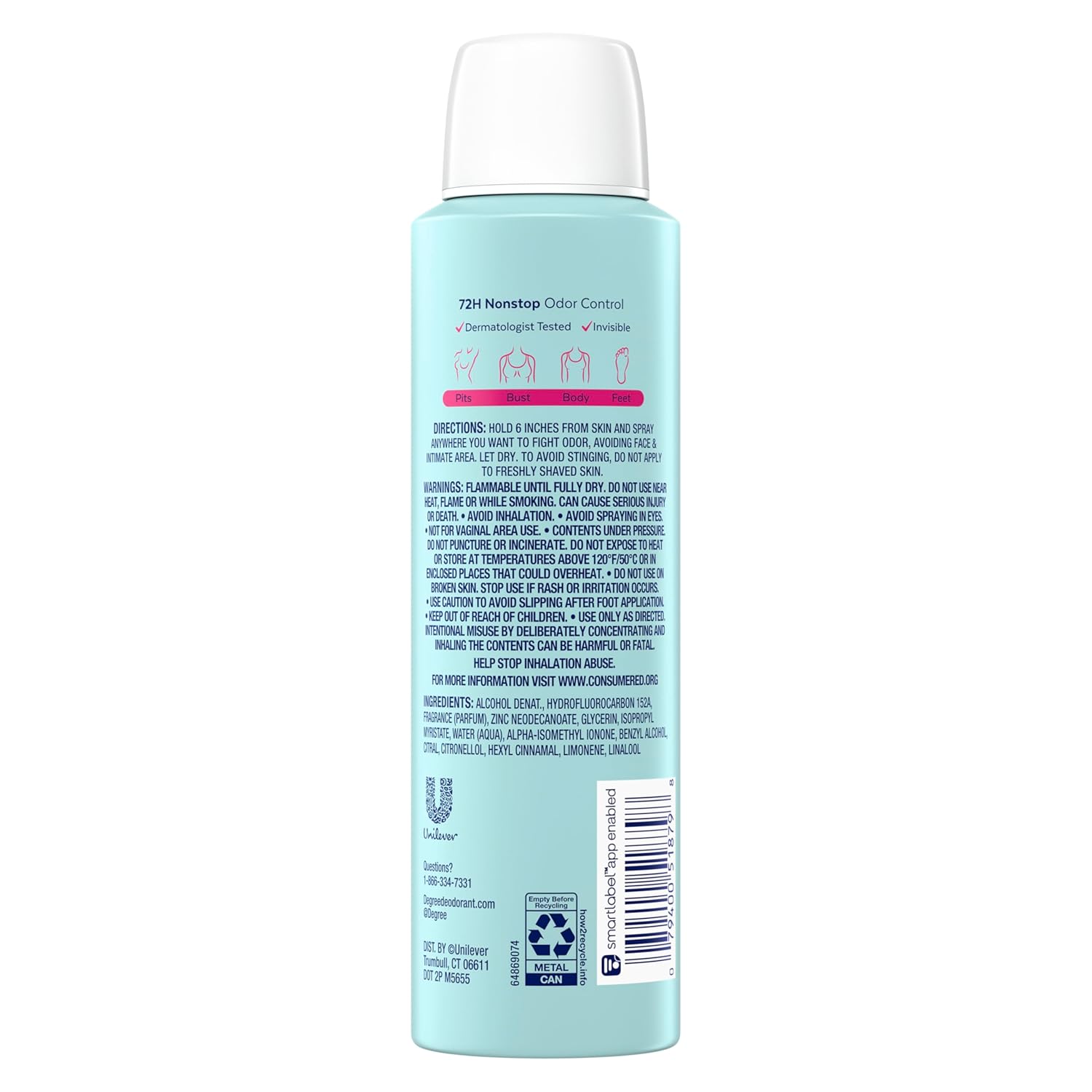 Picture of Degree Women Whole Body Deodorant Spray, Rose & Waterlily Scent, Aluminum Free 72H Odor Protection 4 oz