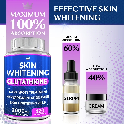 Picture of Glutathione Whitening Pills - 120 Capsules 2000mg Glutathione - Effective Skin Lightening Supplement - Dark Spots, Melasma & Acne Scar Remover, Hyperpigmentation Treatment - Anti-Aging Antioxidant