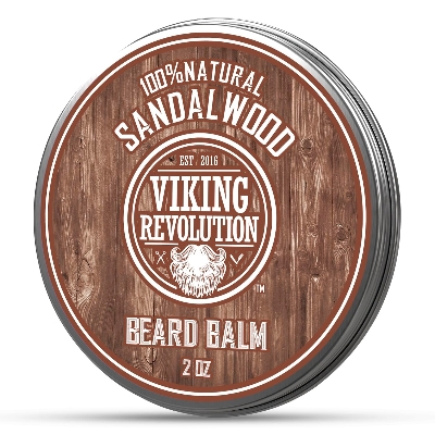 Picture of Viking Revolution Sandalwood Beard Balm - Beard Butter with Argan Oil, Beard Softener for Men with Jojoba Oil - Beard Moisturizer for Men with Beeswax - Beard Wax for Men