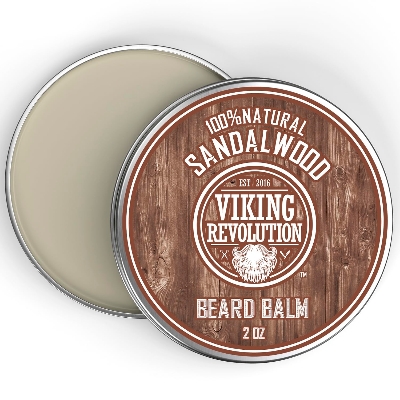 Picture of Viking Revolution Sandalwood Beard Balm - Beard Butter with Argan Oil, Beard Softener for Men with Jojoba Oil - Beard Moisturizer for Men with Beeswax - Beard Wax for Men