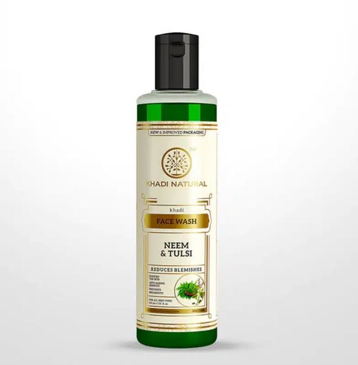 Picture of KHADI NATURAL Neem and Tulsi Herbal Face Wash| |Anti inflammatory and Antiseptic properties|Treats acne and breakouts-210 ml