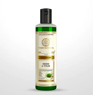 Picture of KHADI NATURAL Neem and Tulsi Herbal Face Wash| |Anti inflammatory and Antiseptic properties|Treats acne and breakouts-210 ml