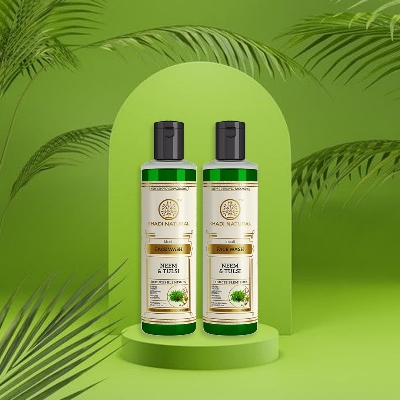 Picture of KHADI NATURAL Neem and Tulsi Herbal Face Wash| |Anti inflammatory and Antiseptic properties|Treats acne and breakouts-210 ml