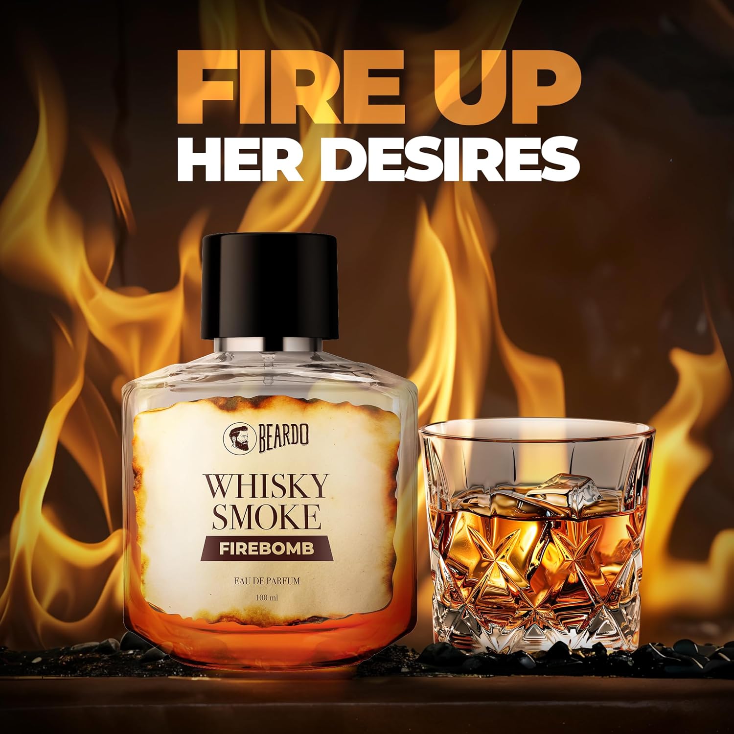 Picture of Beardo Whisky Smoke FIREBOMB Perfume for men, 100ml | Spicy, Woody scent | Long Lasting Mens Perfume | Best Date Night Eau de parfum for Men | Gift For Friends | Gift for Men