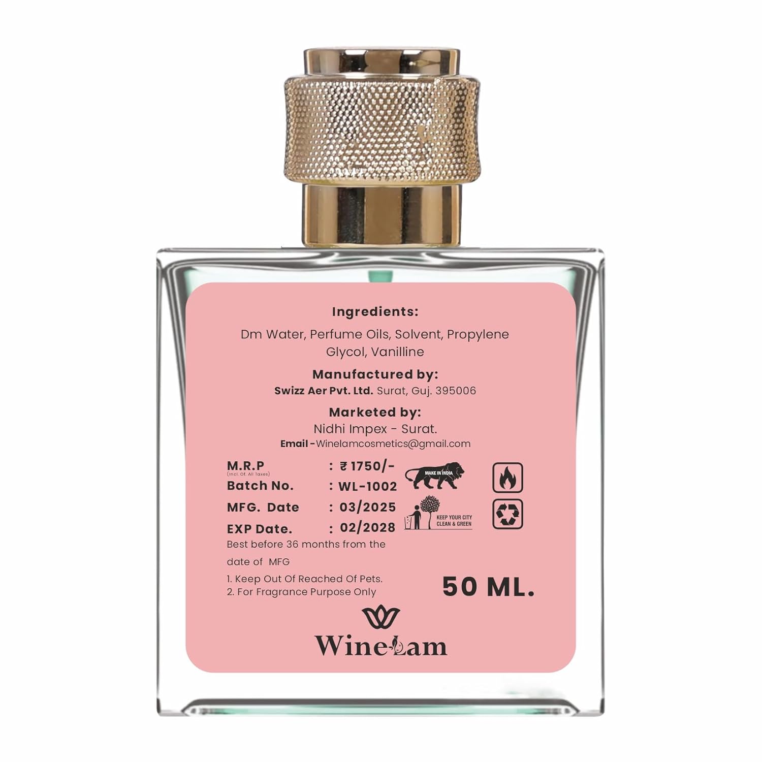 Picture of WineLam Parfum for Men & Women – Luxurious Romantic Perfume with Long-Lasting Fragrance, 50ml – Sensual & Elegant Scent for Special Occasions (Gucii Flora)