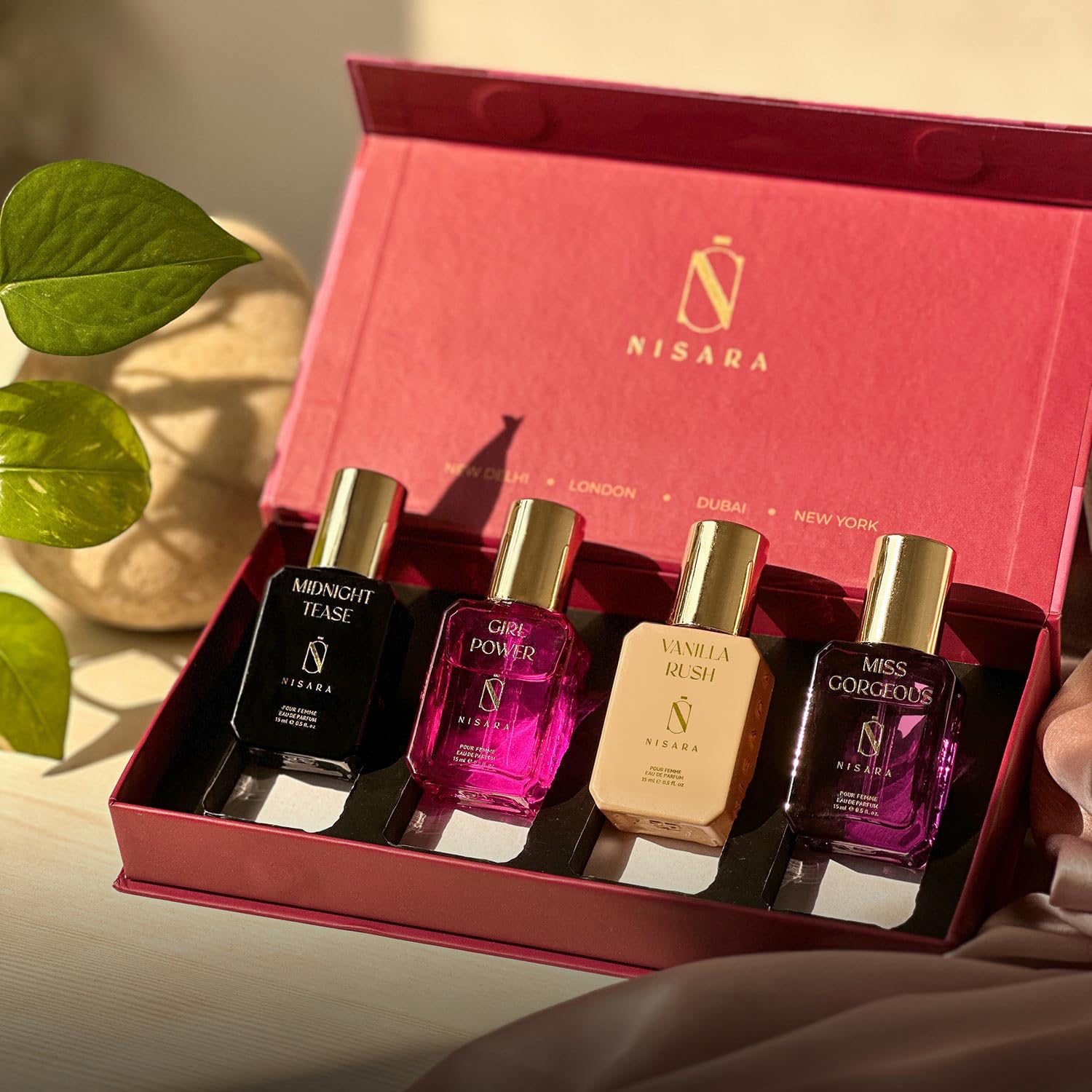 Picture of Nisara Long Lasting Woman Perfume Gift Set 4x15ml(60ml) | Notes:- Warm Vanilla, Floral Woody Musky with | Midnight Tease | Girl Power | Vanilla Rush | Miss Gorgeous | Travel & Pocket friendly perfume kit for all moods & occasions