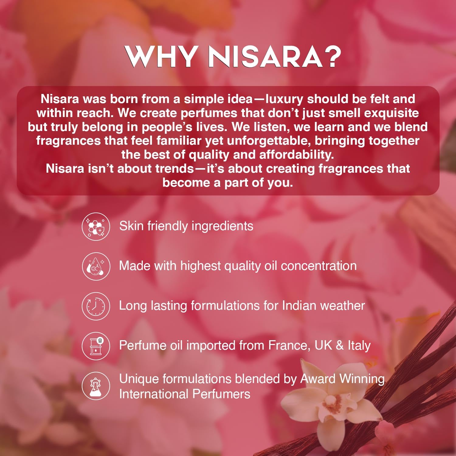 Picture of Nisara Long Lasting Woman Perfume Gift Set 4x15ml(60ml) | Notes:- Warm Vanilla, Floral Woody Musky with | Midnight Tease | Girl Power | Vanilla Rush | Miss Gorgeous | Travel & Pocket friendly perfume kit for all moods & occasions