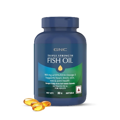 Picture of GNC Triple Strength Fish Oil 1500mg Omega-3 with 900mg EPA & DHA | 30 Softgels | For Heart, Healthy Cholesterol, Joint Comfort, Focus & Vision | Enteric-Coated for No Fishy Aftertaste |USA Formulated
