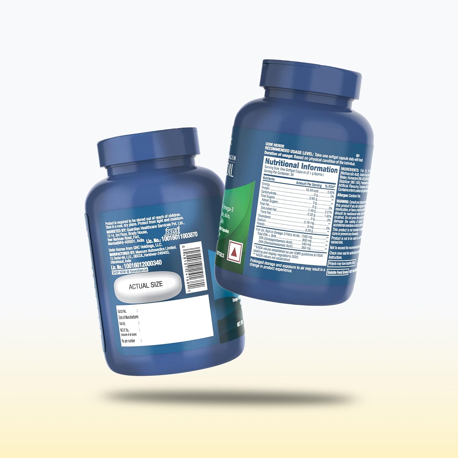 Picture of GNC Triple Strength Fish Oil 1500mg Omega-3 with 900mg EPA & DHA | 30 Softgels | For Heart, Healthy Cholesterol, Joint Comfort, Focus & Vision | Enteric-Coated for No Fishy Aftertaste |USA Formulated