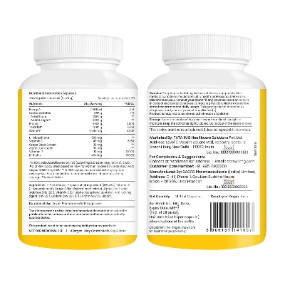 Picture of Tata 1mg Glutathione Advanced Capsule with Vitamin C,E, Biotin & Grape Seed Extract,For Skin Glow,Hydration & Radiance, Pack of 30 Tablets