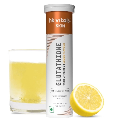 Picture of HealthKart hk vitals Glutathione (Lemon, 15 Effervescent Tablets) | L-Glutathione Tablets with Vitamin C & E | For Skin Glow & Hydration