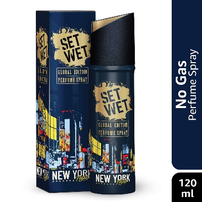 Picture of Set Wet Global Edition Perfume Spray, New York Nights, No Gas Perfume Body Spray & Deodorant For Men, Long Lasting Fragrance, 120 ml