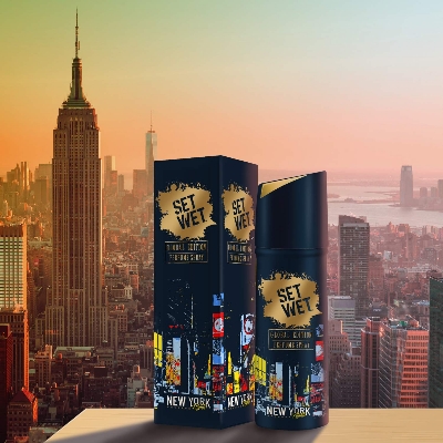 Picture of Set Wet Global Edition Perfume Spray, New York Nights, No Gas Perfume Body Spray & Deodorant For Men, Long Lasting Fragrance, 120 ml