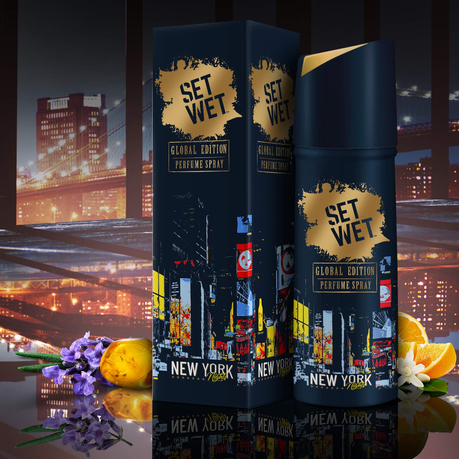 Picture of Set Wet Global Edition Perfume Spray, New York Nights, No Gas Perfume Body Spray & Deodorant For Men, Long Lasting Fragrance, 120 ml