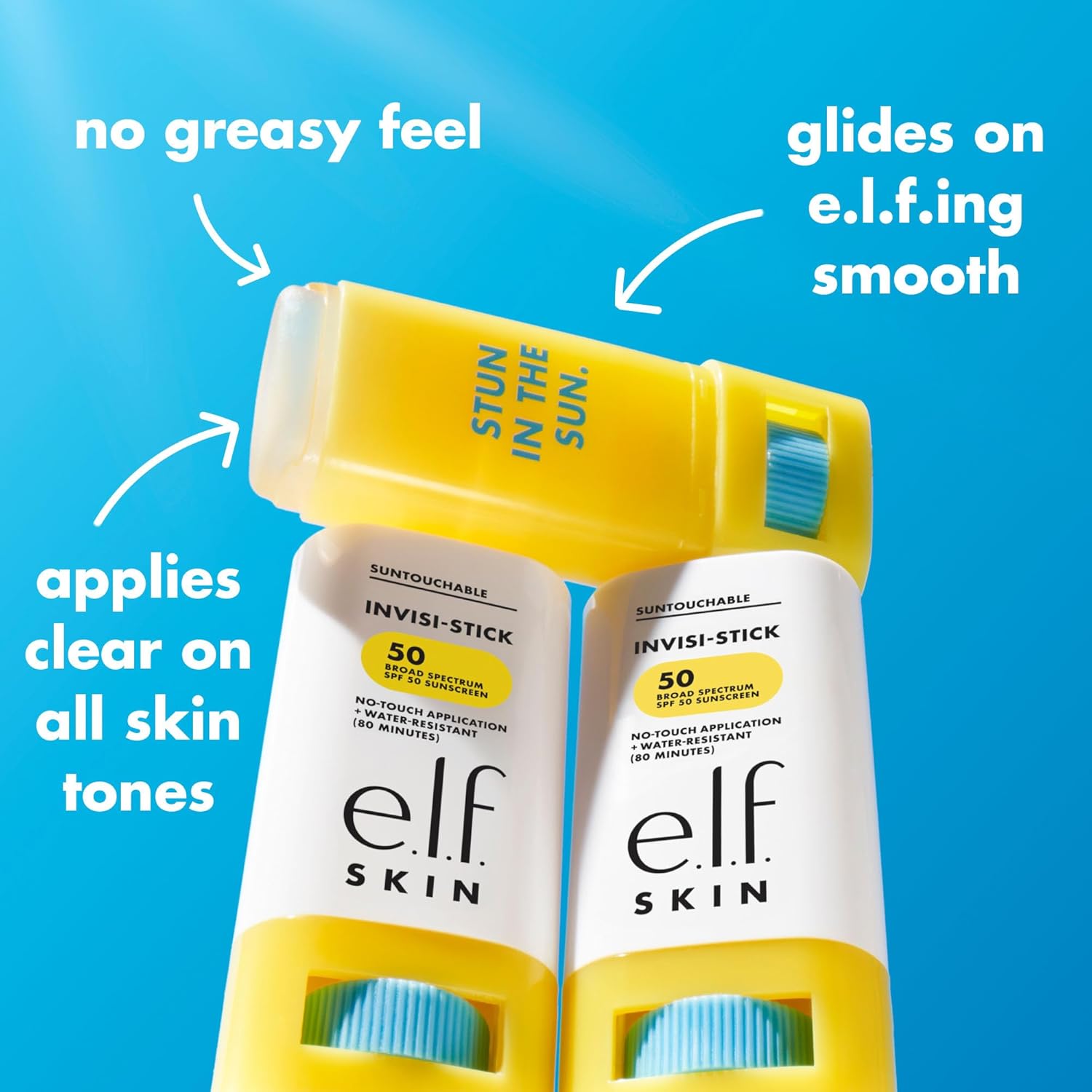 Picture of e.l.f. SKIN Suntouchable Invisi-Stick SPF 50, Clear Sunscreen For A Natural Finish, Made With Moisturizing Sunflower Seed Oil, Vegan & Cruelty-Free