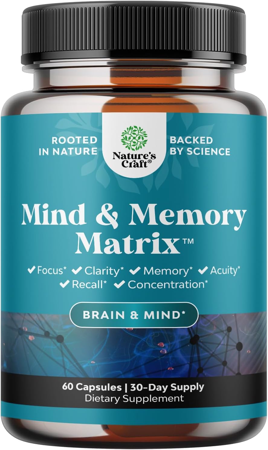 Picture of Advanced Nootropics Brain Support Supplement - Synergetic Mental Energy and Focus Supplement with Brain Vitamins for Cognitive Enhancement - Mind and Memory Supplement for Brain Health (30 Servings)