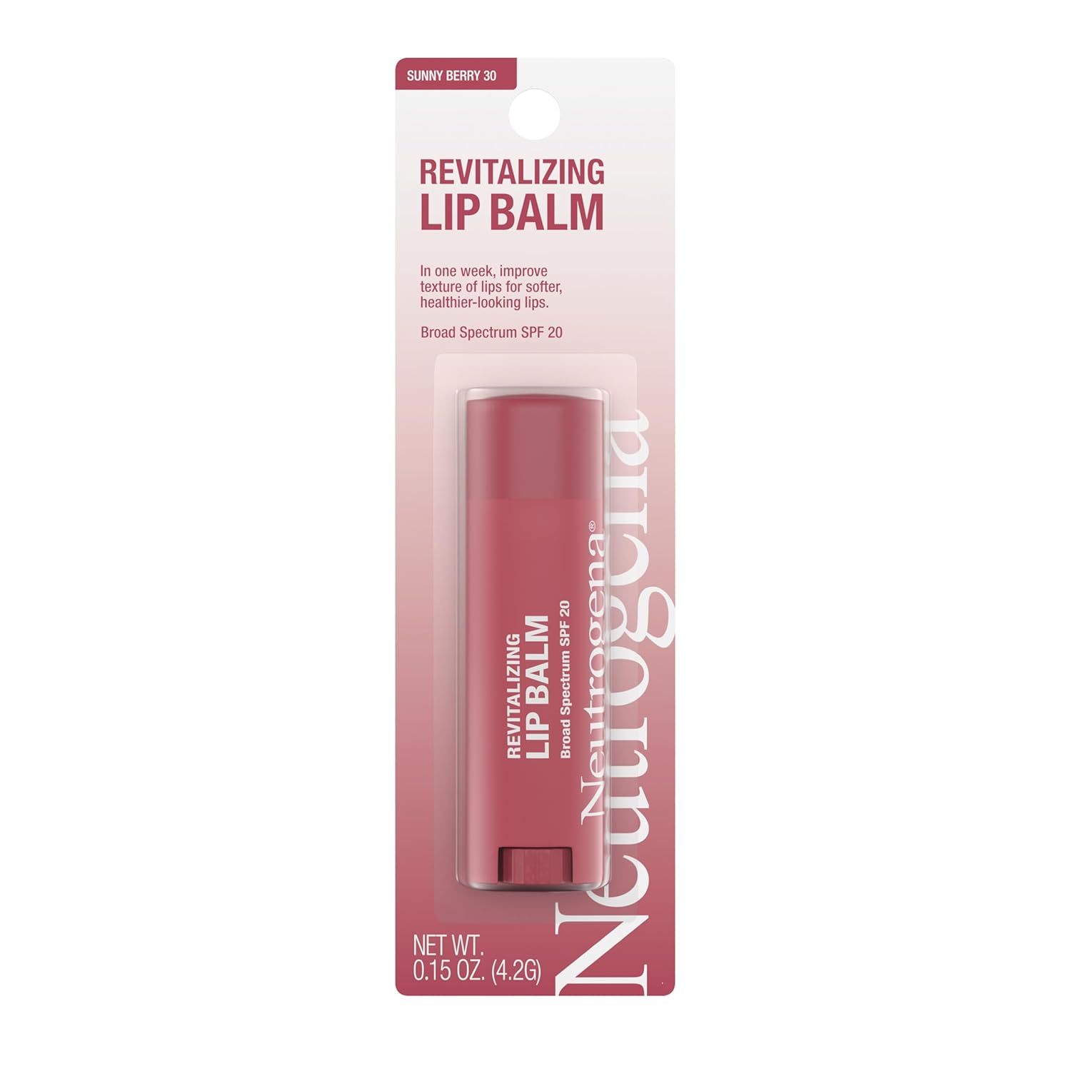 Picture of Neutrogena Revitalizing Tinted Lip Balm Broad Spectrum SPF 20 Sunscreen, Moisturizing Lip Balm with a Sheer Tint for Softer, Smoother, Healthier-Looking Lips, Sheer Sunny Berry 30, .15 oz