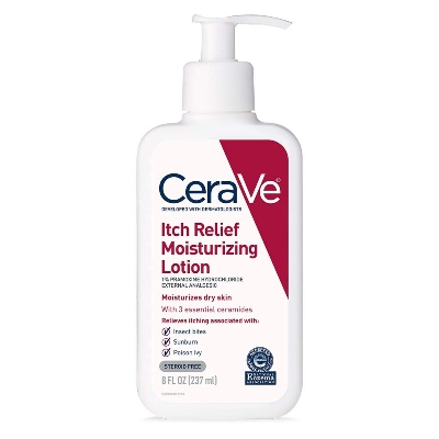 Picture of CeraVe Anti Itch Moisturizing Lotion with Pramoxine Hydrochloride, Relieves Itch with Minor Skin Irritations, Sunburn Relief, Bug Bites, 8 Ounce-237 ml