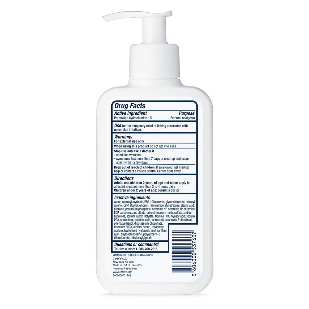Picture of CeraVe Anti Itch Moisturizing Lotion with Pramoxine Hydrochloride, Relieves Itch with Minor Skin Irritations, Sunburn Relief, Bug Bites, 8 Ounce-237 ml