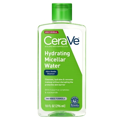 Picture of CeraVe Micellar Water, Hydrating Facial Cleanser & Eye Makeup Remover with Niacinamide, Ceramides & Glycerin, Fragrance-Free & Non-Irritating, 10 Fluid Ounces-296 ml