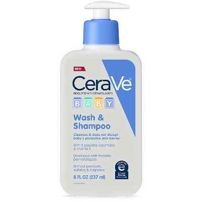 Picture of CeraVe Baby Wash & Shampoo, Fragrance, Paraben, & Sulfate Free Shampoo for Tear-Free Baby Bath Time, 8 Ounce-237 ml