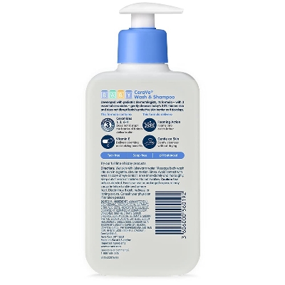 Picture of CeraVe Baby Wash & Shampoo, Fragrance, Paraben, & Sulfate Free Shampoo for Tear-Free Baby Bath Time, 8 Ounce-237 ml