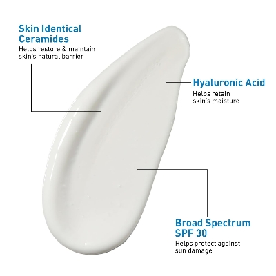 Picture of CeraVe Ultra-Light Moisturizing Lotion With SPF 30, Daily Face Moisturizer with SPF, Formulated with Hyaluronic Acid & Ceramides, Broad Spectrum SPF, Oil Free, Matte Finish, 1.7 Ounce