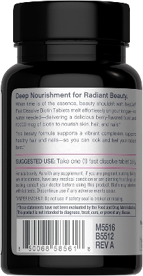 Picture of NeoCell Biotin 10000mcg Fast Dissolve Tablets | 180 Count | for Women and Men | Berry Flavor Supplement | Hair, Skin, and Nails